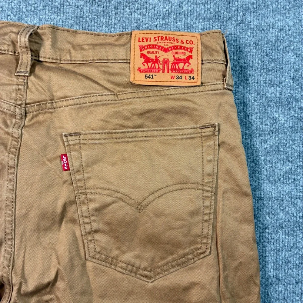 Levi's 541 Athletic Taper Pants Mens 34x34 Brown Stretch Chino Twill 5 Pocket